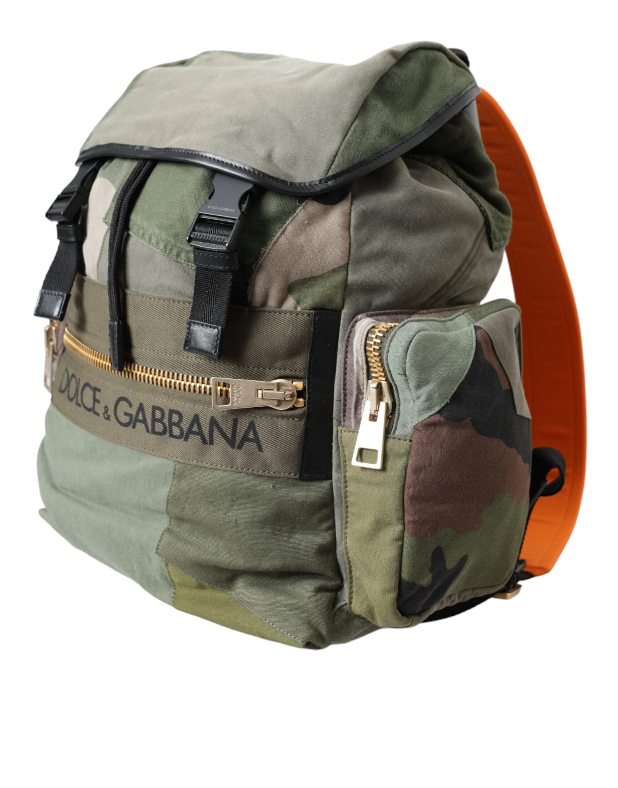 Dolce & Gabbana Military Green Patchwork Backpack Bag